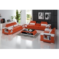 JVmoebel Sofa Moderne schwarz-weiße Sofagarnitur 3+1+1 luxus Möbel neu, Made in Europe orange