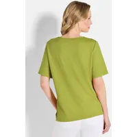 GOLDNER Kurzgröße: Halbarm Jersey-Shirt, U-Boot-Ausschnitt in hellgrün | Gr.: 19