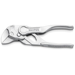 KNIPEX 86 04 100 Zangenschlüssel XS 100 mm verchromt Zange und Schraubenschlüssel in einem Werkzeug aufgeprägte raue Oberfläche
