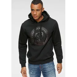 Kapuzensweatshirt, Langarm, schmale Passform, bedruckte Optik, Gr. S (44/46), schwarz, , 39433827-S