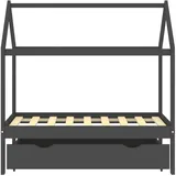 vidaXL Kinderbett mit Schublade 70 x 140 cm Kiefer massiv dunkelgrau