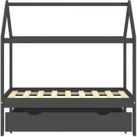 vidaXL Kinderbett mit Schublade 70 x 140 cm Kiefer massiv dunkelgrau