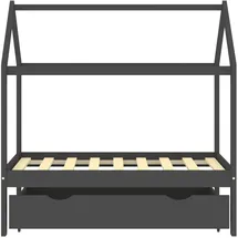 vidaXL Kinderbett mit Schublade 70 x 140 cm Kiefer massiv dunkelgrau