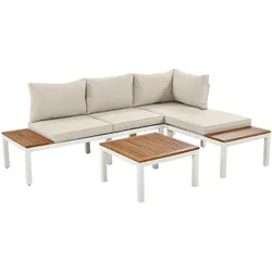 Merax Gartenlounge-Set wetterfest Lounge Set, Stoffbezug kann die Rückseite des Stuhls abdecken, Beige