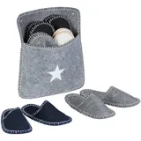 Relaxdays 6 Paar Gästehausschuhe aus Filz - Grau