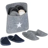 Relaxdays 6 Paar Gästehausschuhe aus Filz - Grau