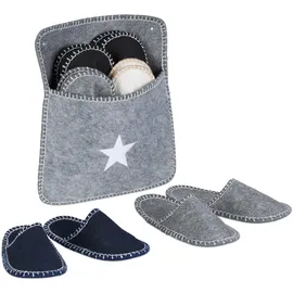 Relaxdays 6 Paar Gästehausschuhe aus Filz - Grau