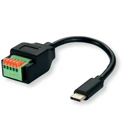 ROLINE 12.02.1173, USB Typ-C, Terminal, Männlich, Schwarz, Grün, Orange, 0,15 m