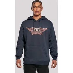 Kapuzenpullover F4NT4STIC "Aerosmith Rock Band Logo", Herren, Gr. XL, blau (navy), Obermaterial: 65% Baumwolle, 35% Polyester, casual, slim fit, Langarm, Pullover, Premium Qualität, Rock-Musik, Band