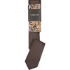 Krawatte VENTI VENTI Set aus Krawatte und Einstecktuch gemustert, Herren, braun, 100% Seide, Krawatten