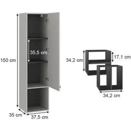 Vicco Badschrank hängend mit Tür und offenen Fächern