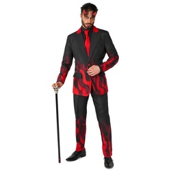 Opposuits Kostüm Teufel Anzug, Black Devil Dämon Party Kostüm, Teuflisch guter Anzug für Halloween rot M