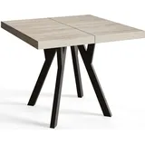 Quadratischer Esszimmertisch RICO, ausziehbarer Tisch, Größe: 100-200X100X77 cm, Wohnzimmertisch Farbe: SONOMA, mit Holzbeinen in Farbe Schwarz - Taupe/Schwarz