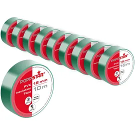 POPPSTAR Isolierband 1008852, Set, grün, 18mm x 10m, 10 Stück
