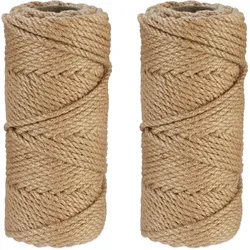 Relaxdays Juteschnur 5 mm, 2 Rollen Jutegarn je 50 m, biologisch abbaubar, Basteln, Garten, Verpackung, Kordel, natur