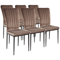 Albatros Esszimmerstühle mit Samt-Bezug 6er Set MODENA, Braun - Stilvolles Vintage Design, Eleganter Polsterstuhl am Esstisch - Küchenstuhl oder Stuhl