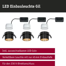 Paulmann Gil Coin 3er Set rund Schwarz matt Gold