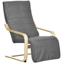 Homcom Relaxsessel mit verstellbaren Armlehnen und Fußteil Leinenoptik 66,5 x 100 x 94 cm Grau mit Kissen