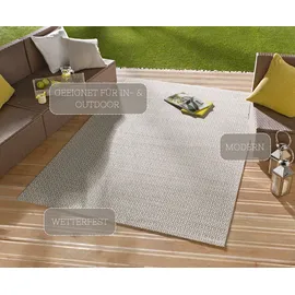 Northrugs In- Outdoor Teppich Coin 140x200cm - Wetterfest Modern Plain Allover Unifarben Design Läufer für Balkon Terrasse Garten Wintergarten Wohnzimmerteppich Wasserfest in Grau