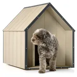 TIMBELA Hundehütte 80 x 118 x 94 cm Holz Beige
