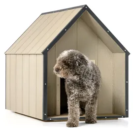 TIMBELA Hundehütte 80 x 118 x 94 cm Holz Beige