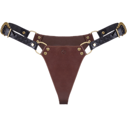 Slip aus Reitleder, schwarz | braun | gold, L