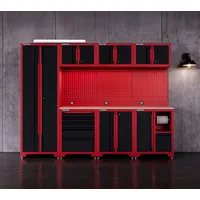 feistos Werkstattschrank Metall 264x46x198 cm Rot/Schwarz