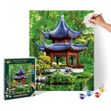 Schipper 609130850 - Malen nach Zahlen, Pagode im Japanischen Garten, 40 x 50 cm