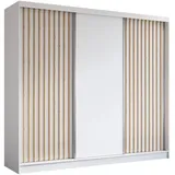 AX Living Schwebetürenschrank, Weiß, Walnuss, Kunststoff, Teilmassiv,Kiefer, Rechteckig, 240x216.1x61 cm, Hergestellt in Europa, FSC Mix, Reach, Schlafzimmer, Kleiderschränke, Schwebetürenschränke