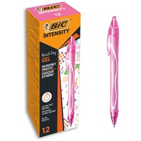 BIC Gel-ocity Quick Dry Gelschreiber, mittlere Spitze (0,7 mm) – Pink, 12 Stück – Druckkugelschreiber mit ultraschnell trocknender Tinte