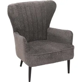 Mendler Lounge-Sessel HWC-K37 Chenille 75 x 80 x 75 cm dunkelgrau mit Kissen