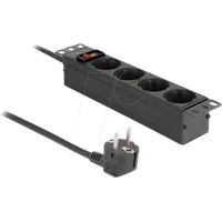DeLock 10" Steckdosenleiste 4-fach mit Schutzkontakt Schalter 1 HE