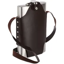 Relaxdays Flachmann Edelstahl, hochwertige Taschenflasche zum Umhängen, 1,8l Fassungsvermögen, Partyspaß, Silber
