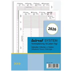 Bind Kalender 2026, A5, 1 Woche = 2 Seiten
