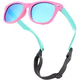 COASION Baby Sonnenbrille Polarisierte mit Weich Silikon Rahmen Riemen Verstellbar UV400 Schutz Mädchen Jungen für 0-24 Monate - S