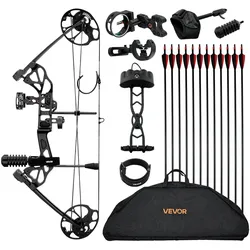 VEVOR Compoundbogen Bogenschießen Rechte Hand Pfeil Set 31,75kg 320fps Schwarz