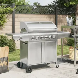 vidaXL Gasgrill mit 7 Flammen Silbern Edelstahl