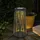 ETC Shop Solarlampe Tisch aussen Solarlicht Tisch für Außen Solar Laterne Balkon schwarz, Säule mit Lichteffekt, goldenes Innere,1x LED warmweiß, H 24,5 cm
