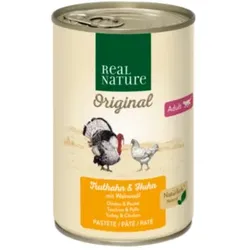 REAL NATURE Original Nassfutter Katze, Adult, Truthahn & Huhn mit Walnussöl 24x400 g