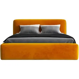 mebloland Polsterbett LUMO 90 x 200 mit Matratze und Bettkasten. Farbe: Gelb - Gelb