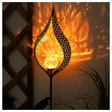 ETC Shop Solarleuchte Flamme Garten Solarstab für Außen Solar Garten Deko für Außen, mit Erdspieß und Lichteffekt, 1x LED warmweiß, H 90 cm