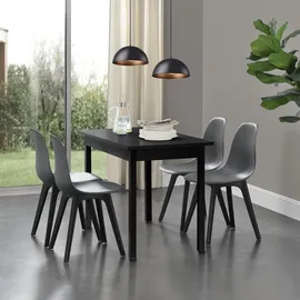 [en.casa] Esszimmerstuhl Brevik Kunststoff grau/schwarz 6er Set