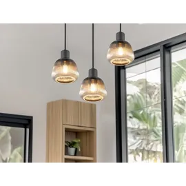 meineWunschleuchte LED Cluster Pendelleuchte 3-flammig Lampenschirme Glas Retro Treppenhaus, Ø37cm