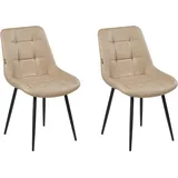 Beliani Esszimmerstuhl Melrose Kunstleder Beige/Schwarz 2er Set