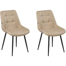 Beliani Esszimmerstuhl Melrose Kunstleder Beige/Schwarz 2er Set