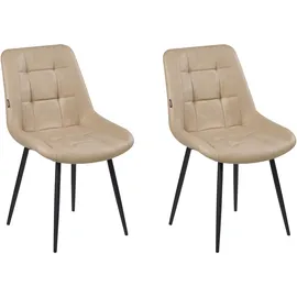 Beliani Esszimmerstuhl Melrose Kunstleder Beige/Schwarz 2er Set