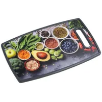 KESPER Schneide- und Servierbrett Gesundes Kochen-Motiv, 37x23 cm,