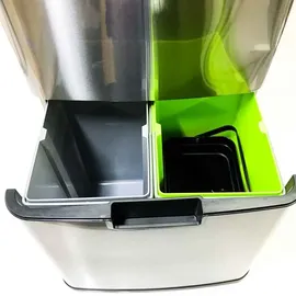 Les Collectors Sensormülleimer Gebürsteter Edelstahl N°1012, Fassungsvermögen 69L, 3 Fächer (47+11+11L), Automatische obere Öffnung, Infrarot-Erkennungssystem, Leise Schließung, Design