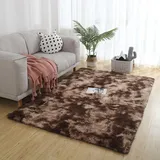 XUEDNGM Waschbarer Teppich Shaggy Teppich 150 x 170 cm Flauschig, Weich, Pflegeleicht, Anti-Rutsch, Waschbar Hochflor Waschbarer Teppich rutschfest Fellteppich für Wohnzimmer, Schlafzimmer, Braun