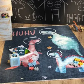 OBSESSION «, Kinderteppich Dino blau Baumwolle 170x115x0.6 cm, | NADUVI
